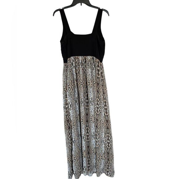 Sami & Jo Black Bodice Fit & Flare Leopard Print Skirt Maxi Dress 1X Mob Wife - Picture 2 of 9
